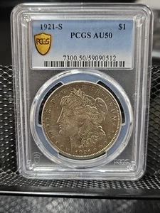 1921-S $1 Morgan Silver Dollar PCGS AU 50 - Picture 1 of 3