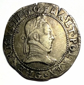 Pièce 1 Franc Au Col Plat 1578 G Henri III Argent REF85843 - Picture 1 of 4