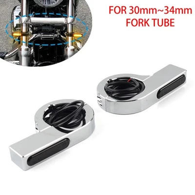 34MM Chrome LED Fork Turn Signal Light Indicator For Harley touring Dyna AU - Image 1 of 4