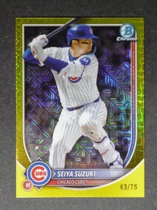 2025 Bowman Chrome Yellow Mojo Refractor Seiya Suzuki #60 Cubs #'d 75 - Bild 1 von 2