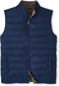 $595 Peter Millar S Crown Crafted Whistler Vest Blue Wool Brown Nylon Reversible - Picture 1 of 10