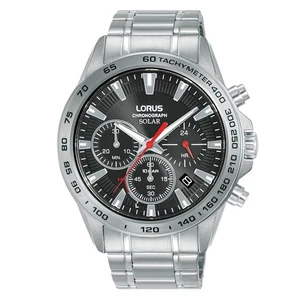 Lorus Watch RZ501AX9 Mens Chronograph Black Dial Solar RRP £139.99 - Picture 1 of 5