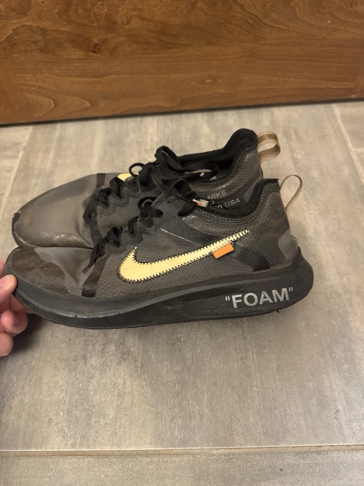 Nike Off White Zoom Fly Black Size 8 Rare OG Virgil Kanye Air Max Travis Hype - Image 1 of 4