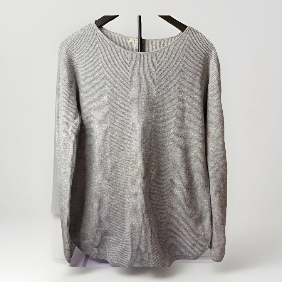 Suéter feminino Talbots malha cinza tamanho pequeno macio clássico manga longa pulôver - Imagem 1 de 4
