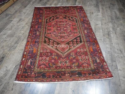 Alfombra turca vintage, alfombra turca tribal geométrica anatolia hecha a mano 4x6,9 pies Foto 1 de 4