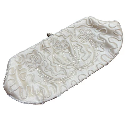 Bolso de boda de baile de novia vintage con cuentas blancas cremosas de Debbie Japan Foto 1 de 4