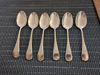 Juego de 6 cucharaditas cubiertos Queen Mary Regency plateados Foto 1 de 4