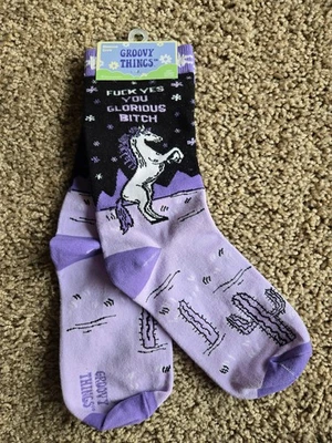 Groovy things Glorious Unicorn Women's Crew Socks - Image 1 of 2