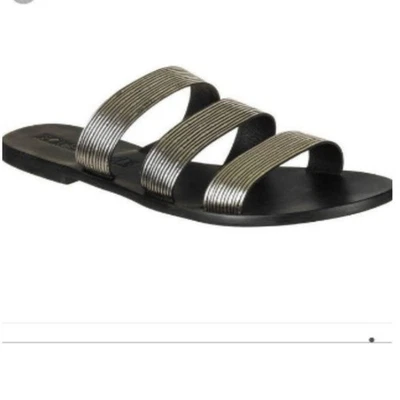 Sandalia para mujer Anthropologie SOL Sana dorada negra deslizable cuero 8,5 Foto 1 de 4