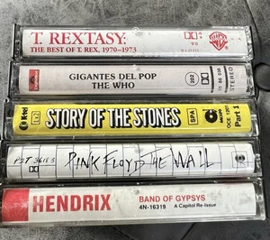 5 Classic Rock Cassette Lot. Hendrix. Stones. The Who. T.Rex. Pink Floyd. - Picture 1 of 4