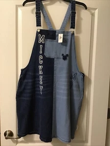 Her Universe Disney Parks Mickey Mouse Stretch Denim Overall Mini Dress 1X NEW - Picture 1 of 10