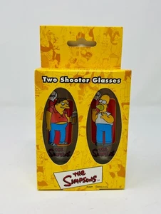 2000 THE SIMPSONS TWO SHOOTER GLASSES 2oz SHOT MIB VINTAGE HOMER BARNEY SEALED - Picture 1 of 14