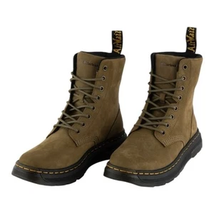 DR. MARTENS Men's Crewson Olive Green Nubuck Leather Boots Size 12 - Picture 1 of 9