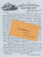 RARE - Orig Litho Letter & Cover 1864 PJ Willis Lottery Agent Covington Kentucky