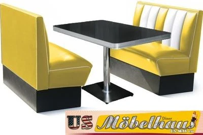 HW-120-Y Ensemble Banc Américain Banc Diner Meubles Années 50 Style USA - Photo 1/4