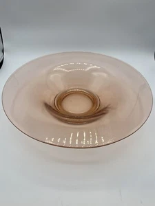 Pink Art Glass Round Bowl Console Centerpiece Wide Rim Vintage MCM - Picture 1 of 10