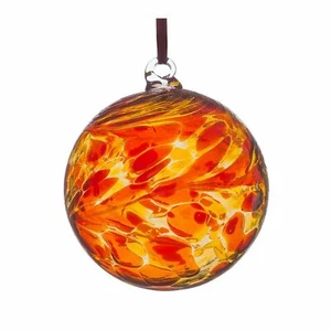 Sienna Glas rot & gelb 8 cm Freundschaftskugel hängend Handarbeit Ornament Geschenk - Bild 1 von 1