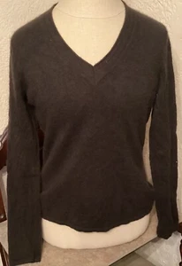 Womens 100% Cashmere Brown V Neck Sweater Jones New York Medium - Picture 1 of 2
