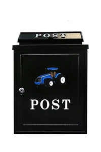 Aluminium, Lockable Mailbox / Letterbox with Blue Ford New Holland Tractor Motif - Picture 1 of 1
