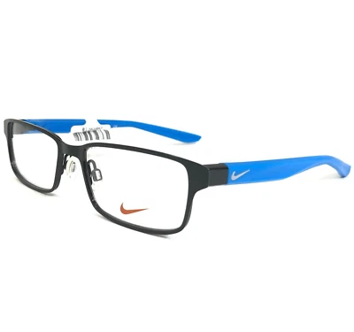 Nike Kids Eyeglasses Frames 5576 002 Black Blue Rectangular Full Rim 51-16-135 - Image 1 of 4