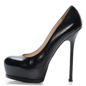 YSL Yves Saint Laurent Tribtoo 105 Black Leather Pumps. Sz 40.5 (9-9.5) NIB! - Picture 1 of 15