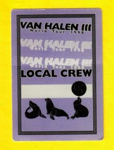 Van Halen III World Tour 1998 LOCAL CREW Cloth Pass UNUSED! Purple - Picture 1 of 2