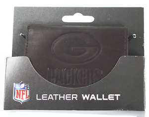 Green Bay Packers Genuine Brown Leather Tri-Fold Wallet - Brand New - NFL