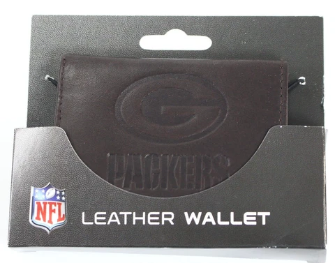 Green Bay Packers Genuine Brown Leather Tri-Fold Wallet - Brand New - NFL Cover