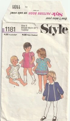 Vintage Pattern - Toddler Dress & Panties - Size 2 - Style 1181 - 1975 - Image 1 of 2
