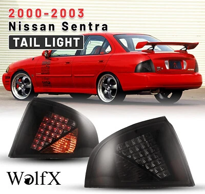 LED Tail Lights Assembly For 2000-2003 Nissan Sentra Smoke Rear Brake Lamp LH+RH - Image 1 of 4