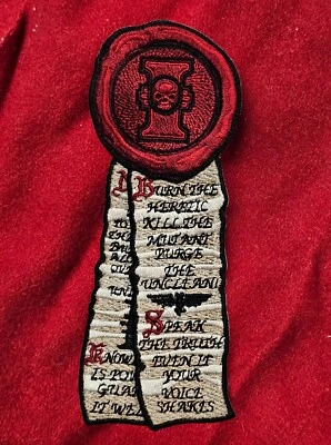 LUCKY 38 Grim Dark Inquisition Purity Seal Wax & Scroll Patch Hook Back Warhammer 40k