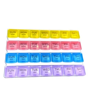 MEDTIME PLANNER 7 Day 4 Dose Weekly Medication Pill Organizer Storage 32 Slot - Picture 1 of 6