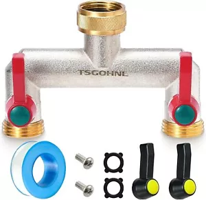 Brass Garden Hose Splitter,Outdoor Frostproof Faucet Splitter,2 - Picture 1 of 6