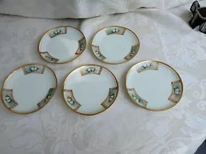 3 KPM & 2 Hutschenreuther Yellow Roses Gold Trim Desert Plates - Picture 1 of 6