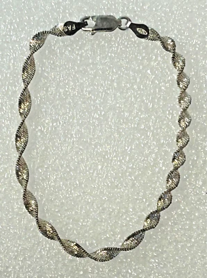 925 Sterling Silver Italy FAS Twisted Rope Mesh Bracelet 7 1/8" Lobster Clasp - Image 1 of 4