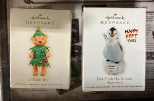 Hallmark 2012 Happy feet Erik Finds His Groove Teddy Bear Lot Keepsake Xmas Lot - Bild 1 von 4