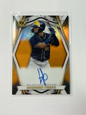 HEDBERT PEREZ 2022 Bowman Invicta Orange Refractor RC Auto 18/25 Brewers - Image 1 of 2