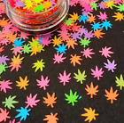 Weed Leaf Neon Green Holographic Nail Art Glitter Leaves Sequin Grass Marijuana