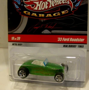HOT WHEELS LARRY'S WOOD GARAGE '33 FORD ROADSTER w/ CHASE INITIALS & REAL RIDERS - Picture 1 of 4