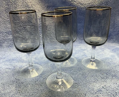 Juego de 4 vasos de agua/vino Fostoria Cherish 6 1/8" de colección con adornos de platino ahumado Foto 1 de 4