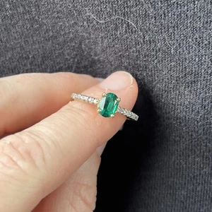 10k Emerald And Diamond Ring #km - Picture 1 of 4