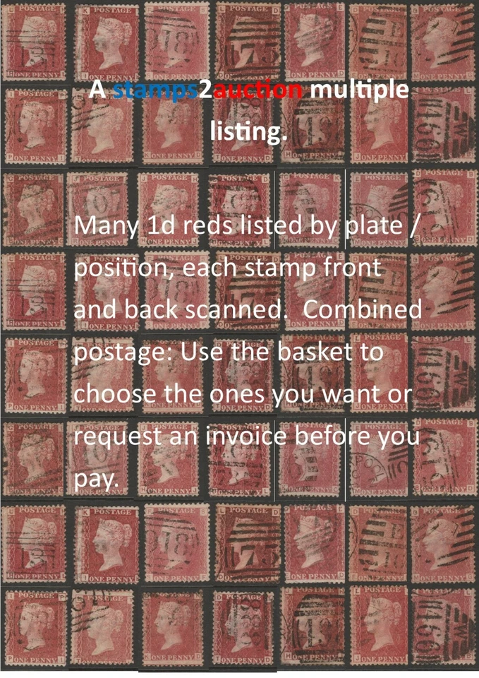 GB QV 1864-1879 1d Rosa-Roja SG43 SG44 Placas 91-120 - Listado Múltiple - Imagen 1 de 1