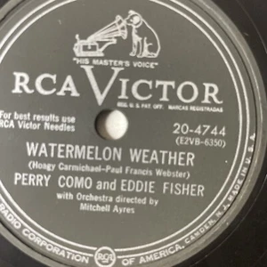 10" 78 RPM-Perry Como/Eddie Fisher-Maybe/Watermelon Weather/RCA Victor 20-4744 - Imagen 1 de 4