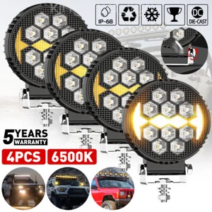 4X 4 Inch Round LED Work Light Bar Pods Driving Fog Headlight Truck Off Road SUV - Picture 1 of 12