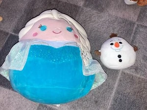 Disney Frozen Squishmallow Set 10” Elsa 4" Olaf Plush Characters Set Lot Nice - Picture 1 of 3