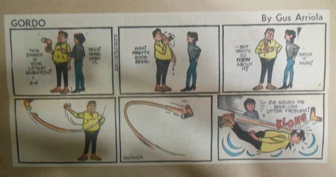 Gordo Sunday Page by Gus Arriola from 2/4/1968 Size: 7.5 x 15 inches Cover