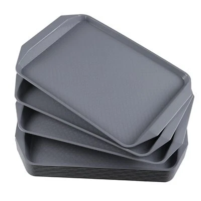 Paquete de 12 bandejas de plástico gris para comida rápida bandeja para servir cafetería para restaurantes Foto 1 de 4