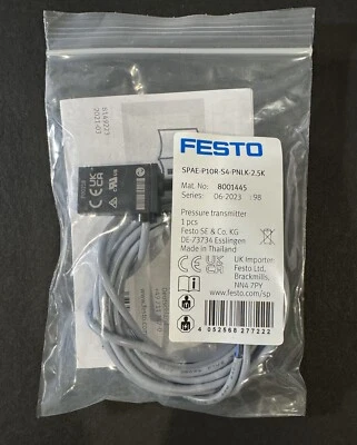 1x New FESTO Pressure Transmitter SPAE-P10R-S4-PNLK-2.5K PN 8001445 - Image 1 of 4