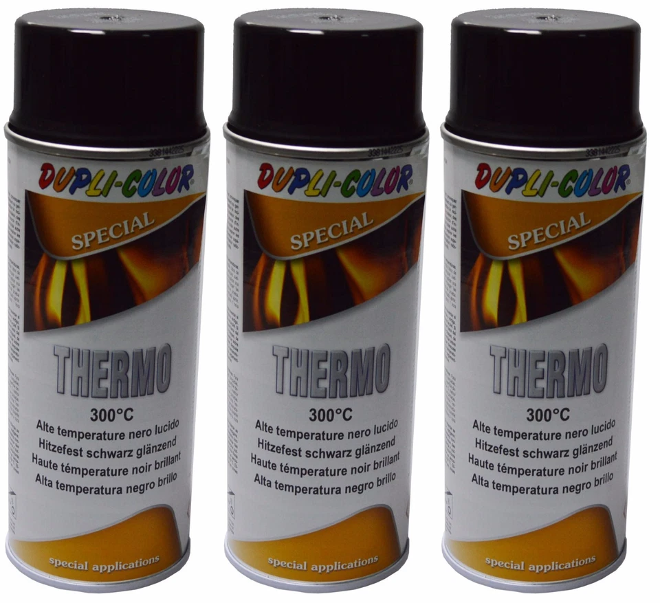 3x400ml Hitzelack Hochtemperatur Hitzefest Auspufflack Thermolack Schwarz Glanz - Bild 1 von 1