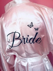 Neue Hochzeit Satin Bademantel Braut Schmetterlinge S-M-L - Bild 1 von 3